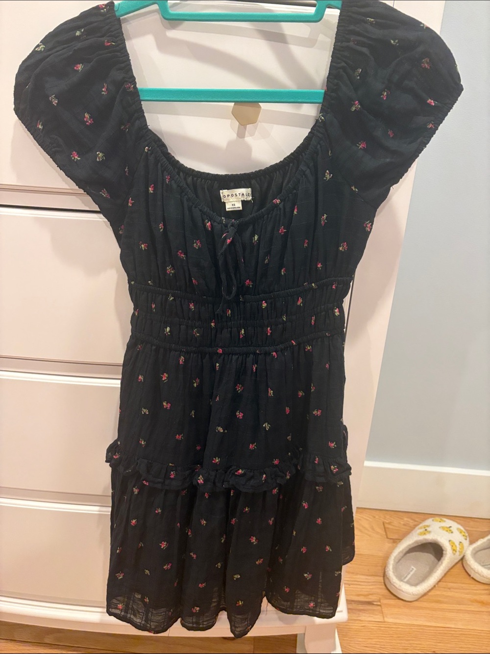 Black Floral Smocked Women’s Dress